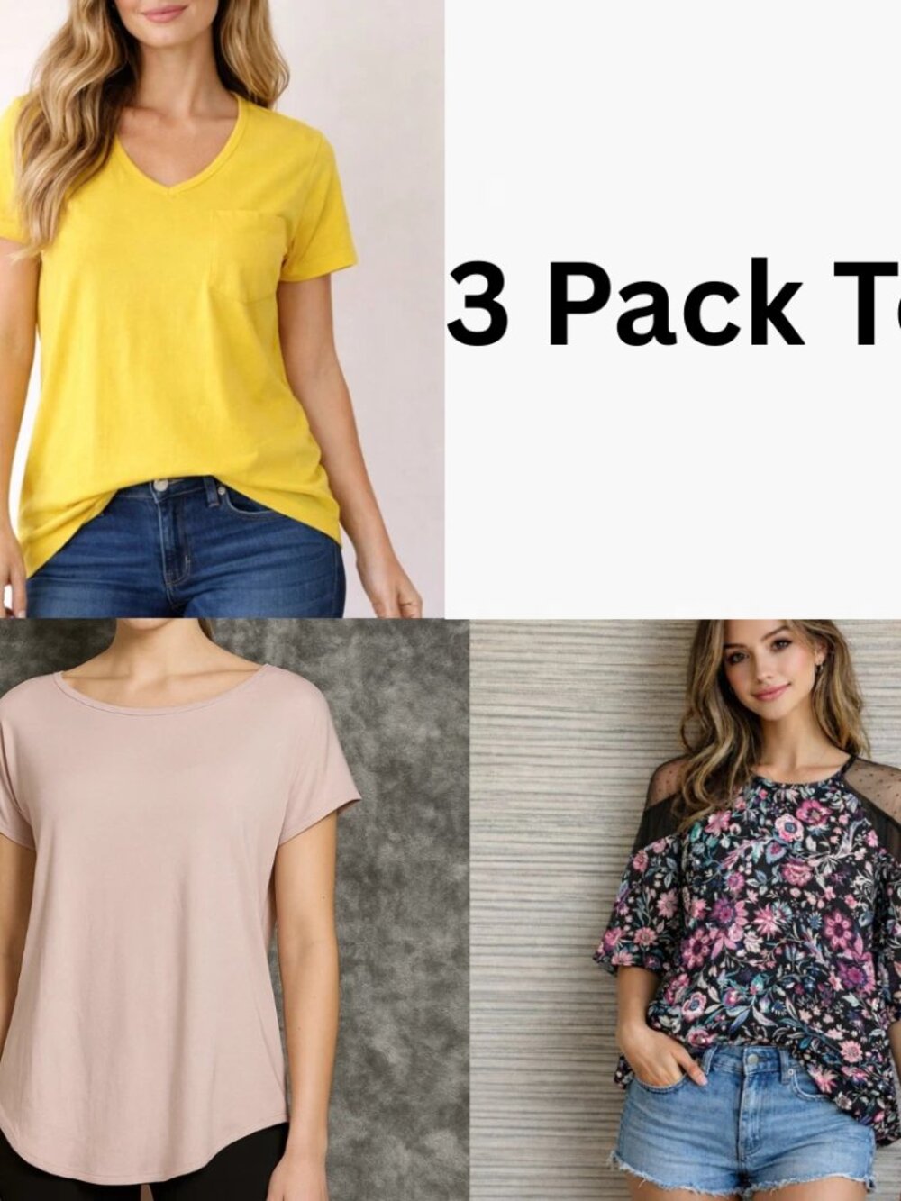 NEW - Lot of 3 - Express Attention Women's Large Basic T-Shirt Top Tee Pink